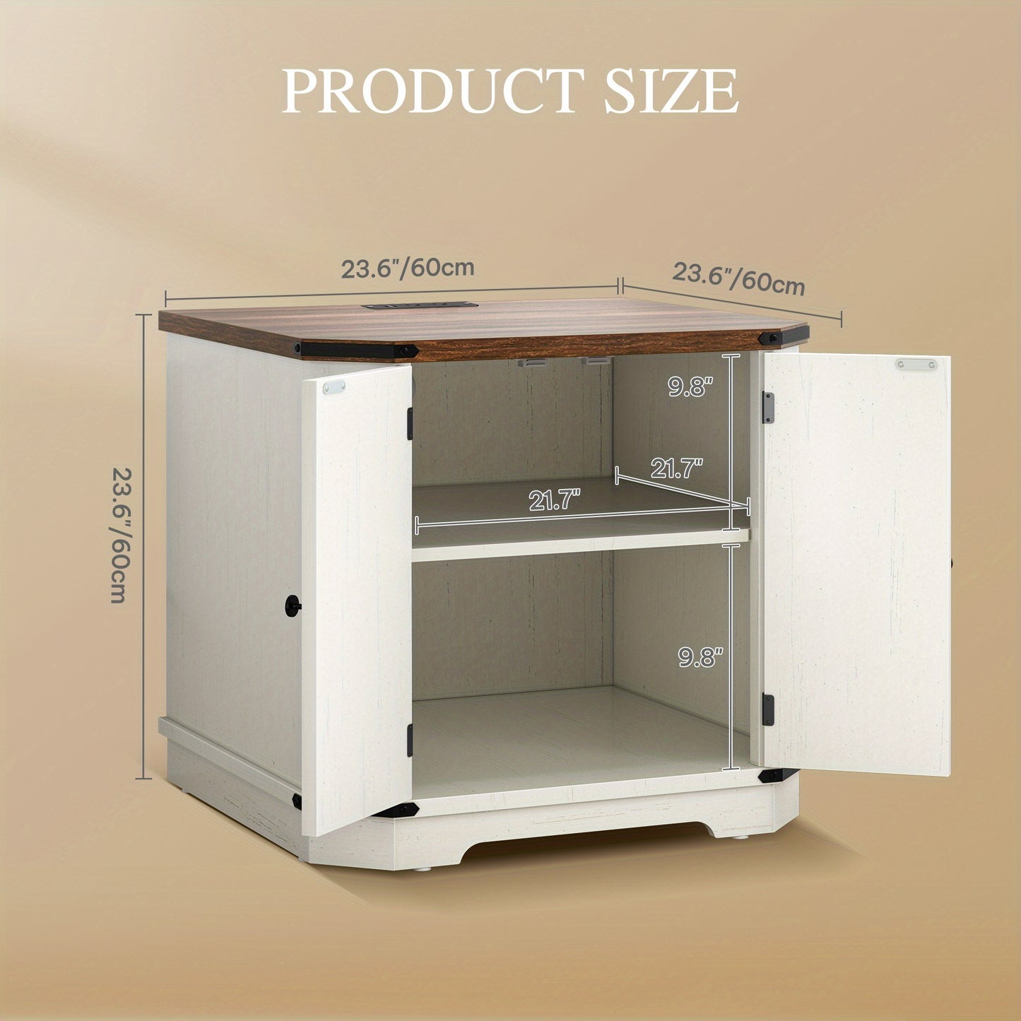 Rustic Office Storage Cabinet With Power Socket And Adjustable Shelves