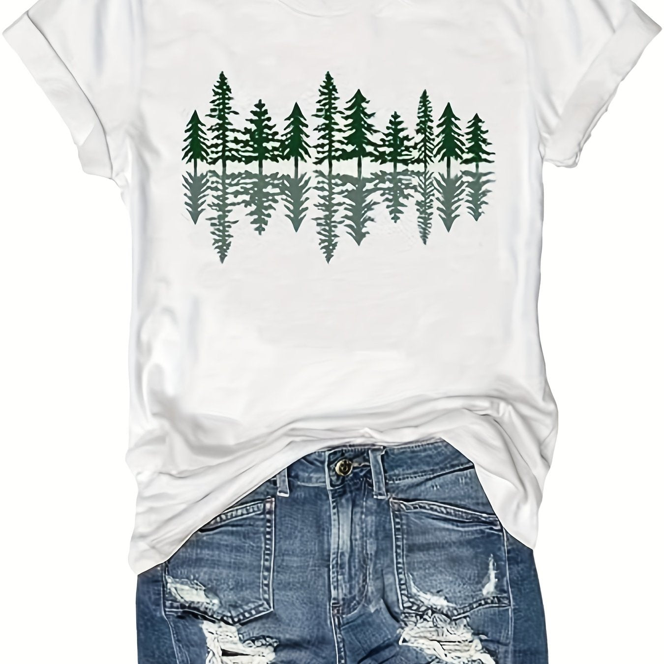 Floral Print Crew Neck T-Shirt for Women Casual Style