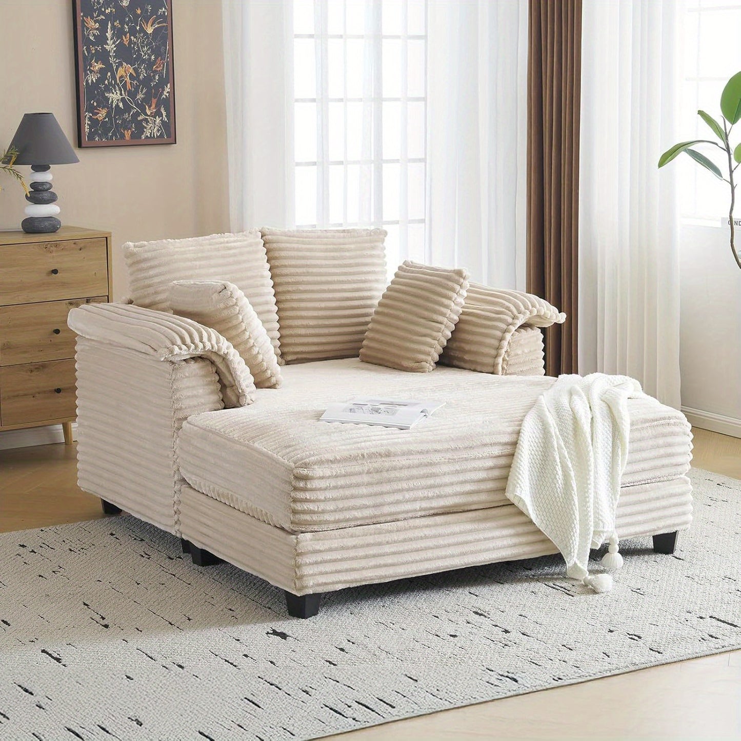 LEADZM Comfy Lounge Sofa with Throw Pillows for Relaxation