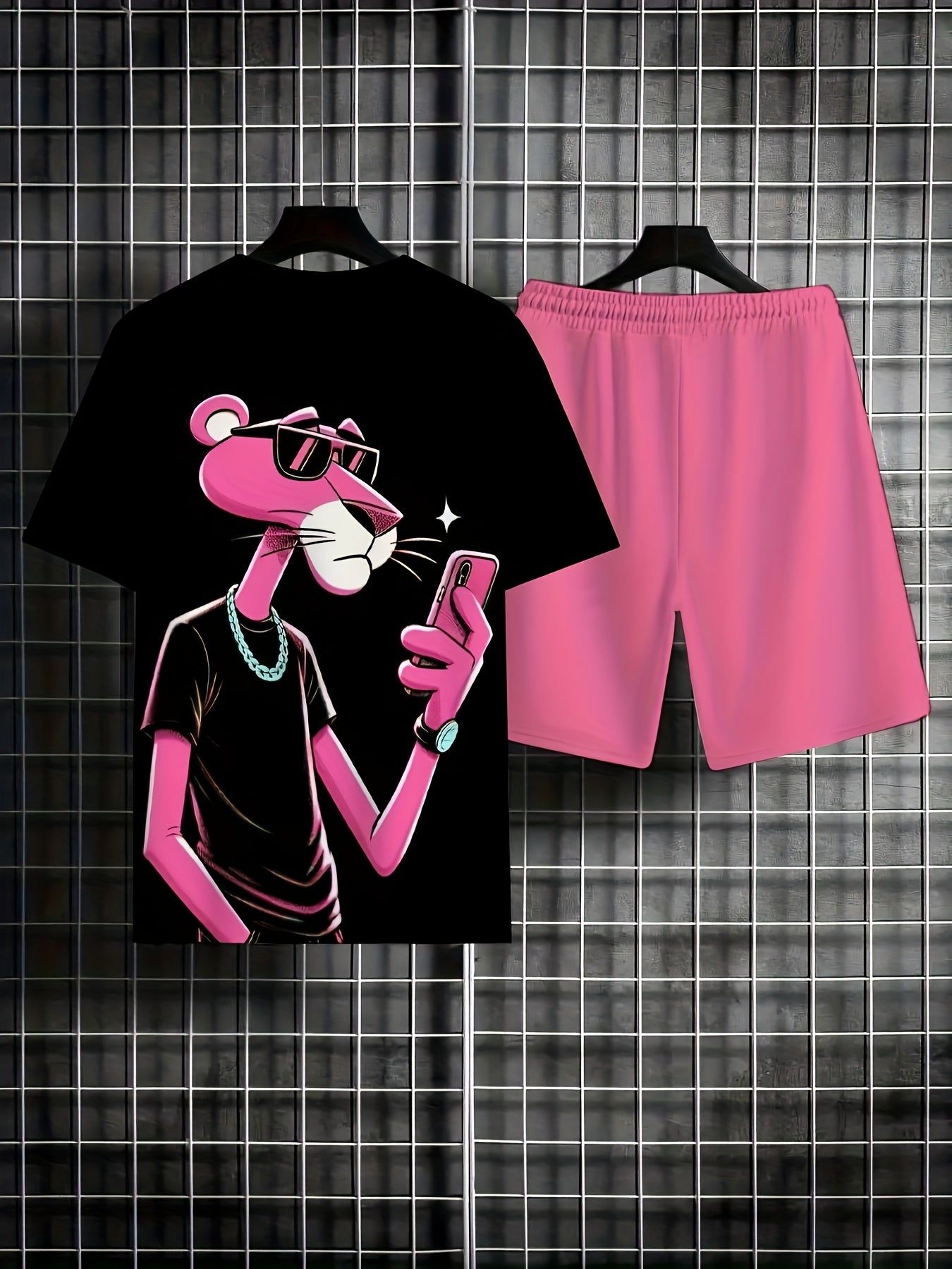 Men's 2pcs Casual 3D Leopard Print Sportswear Set