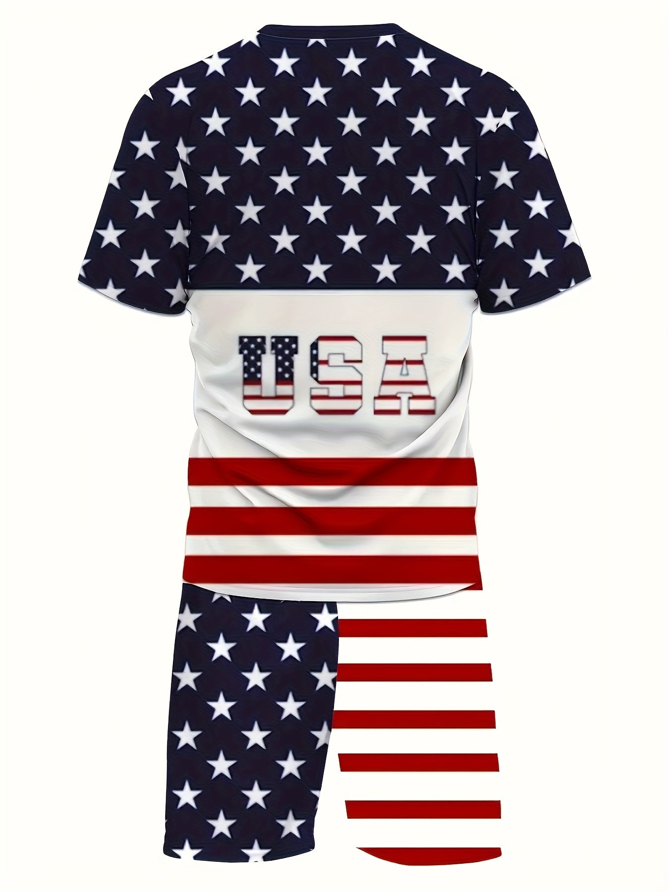 Men's Summer Fashion Set with American Flag Print