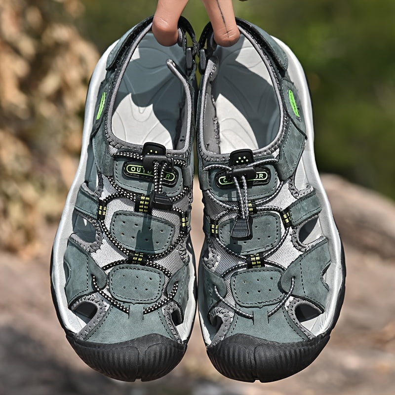 Men's Casual Leather Sandals for Outdoor Activities and Beach