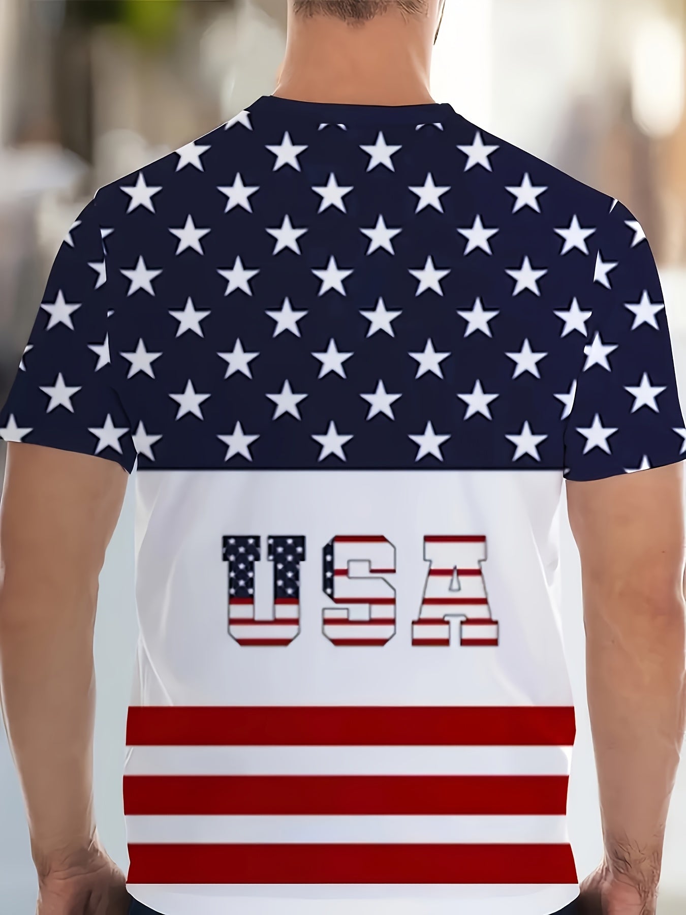 Men's Summer Fashion Set with American Flag Print