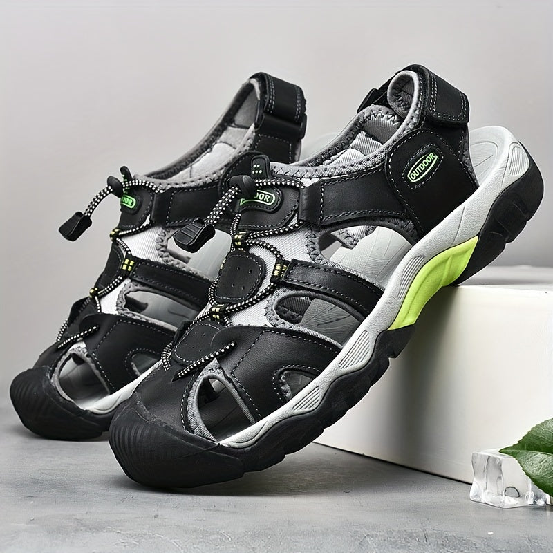 Men's Casual Leather Sandals for Outdoor Activities and Beach