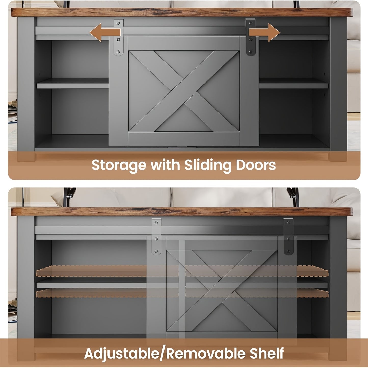 Farmhouse Lift Top Coffee Table with Hidden Storage Compartment