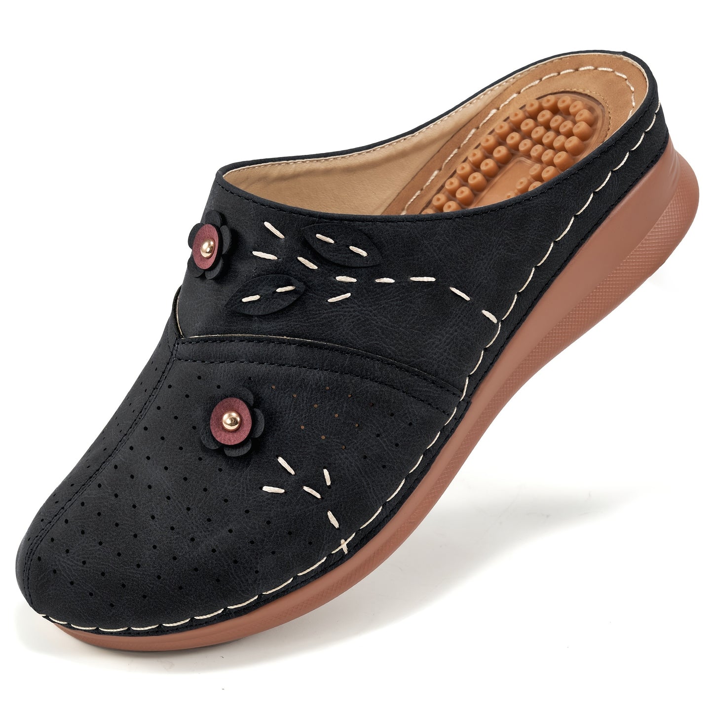 ECETANA Women's Casual Wedge Shoes with Floral Design and Comfort