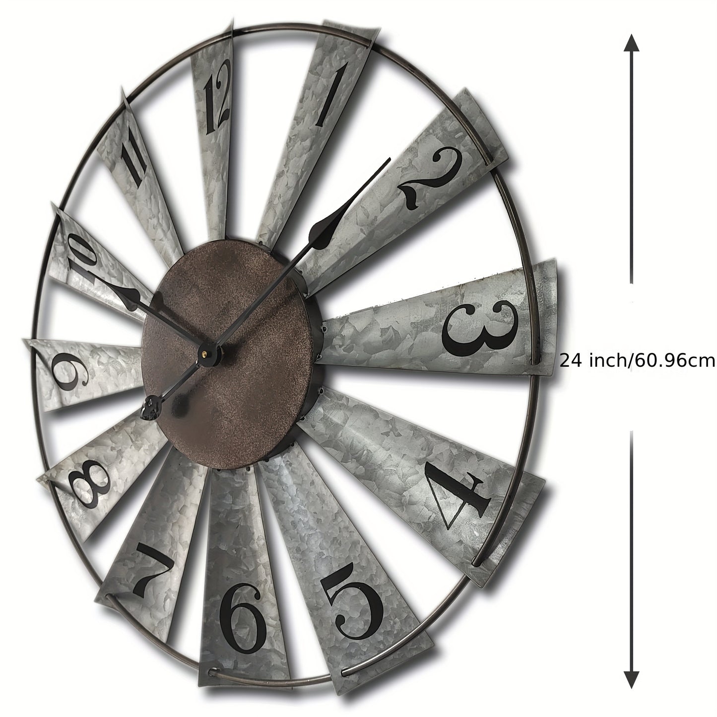 Large Farmhouse Decor Metal Clock for Home and Kitchen