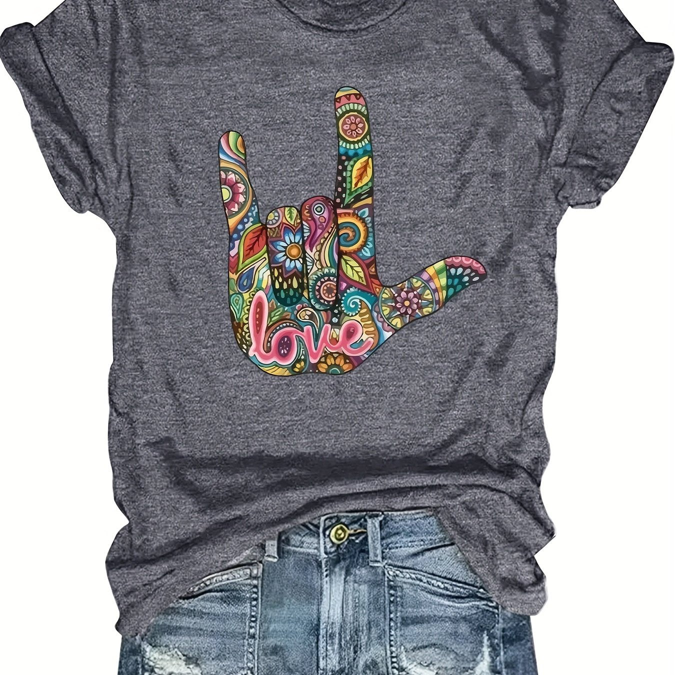 Ultravibrant Women's Casual T-Shirt with Colorful Heart Design