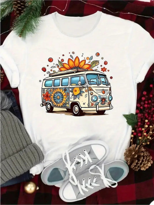 Creative Letter Print Casual T-Shirts for Women