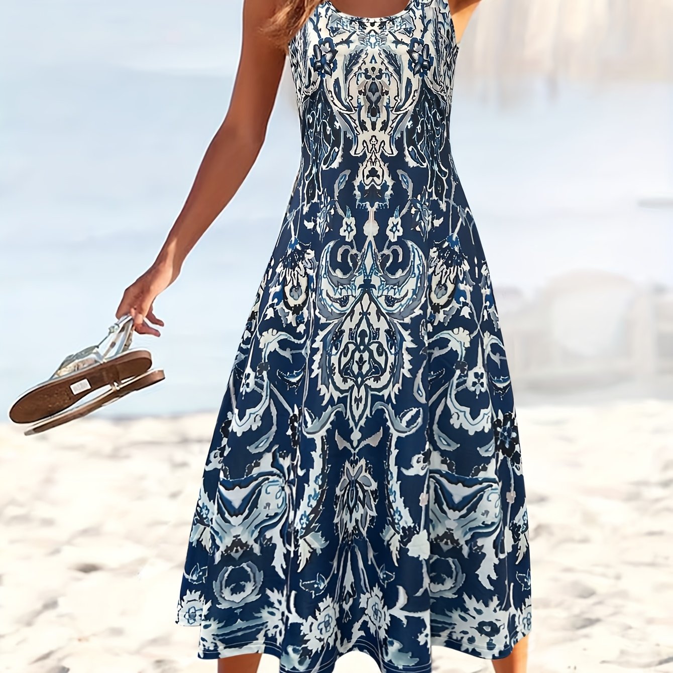 Summer Resort Style Floral Print Women's Dress