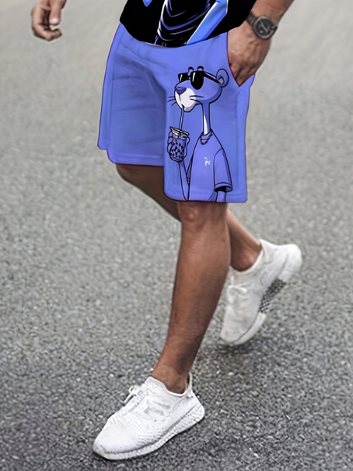 Men's 2pcs Casual 3D Leopard Print Sportswear Set