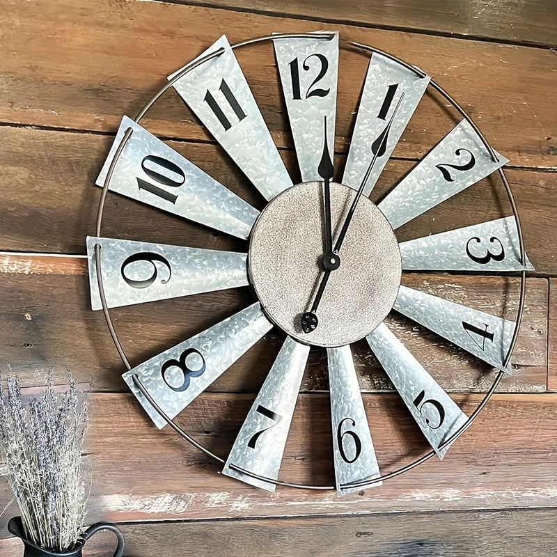 Large Farmhouse Decor Metal Clock for Home and Kitchen