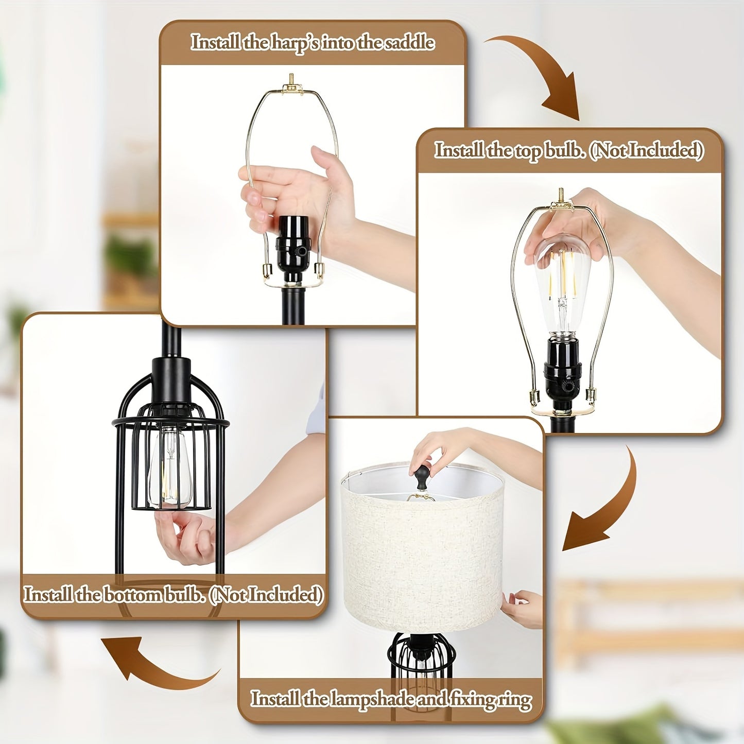 Two USB Table Lamps Farmhouse Bedside Lights For Living