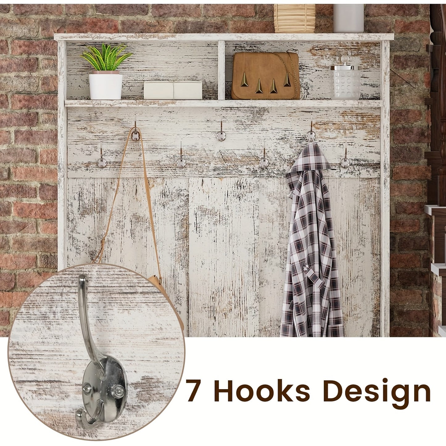 Adjustable Hall Tree with Shoe Storage and Hanging Hooks