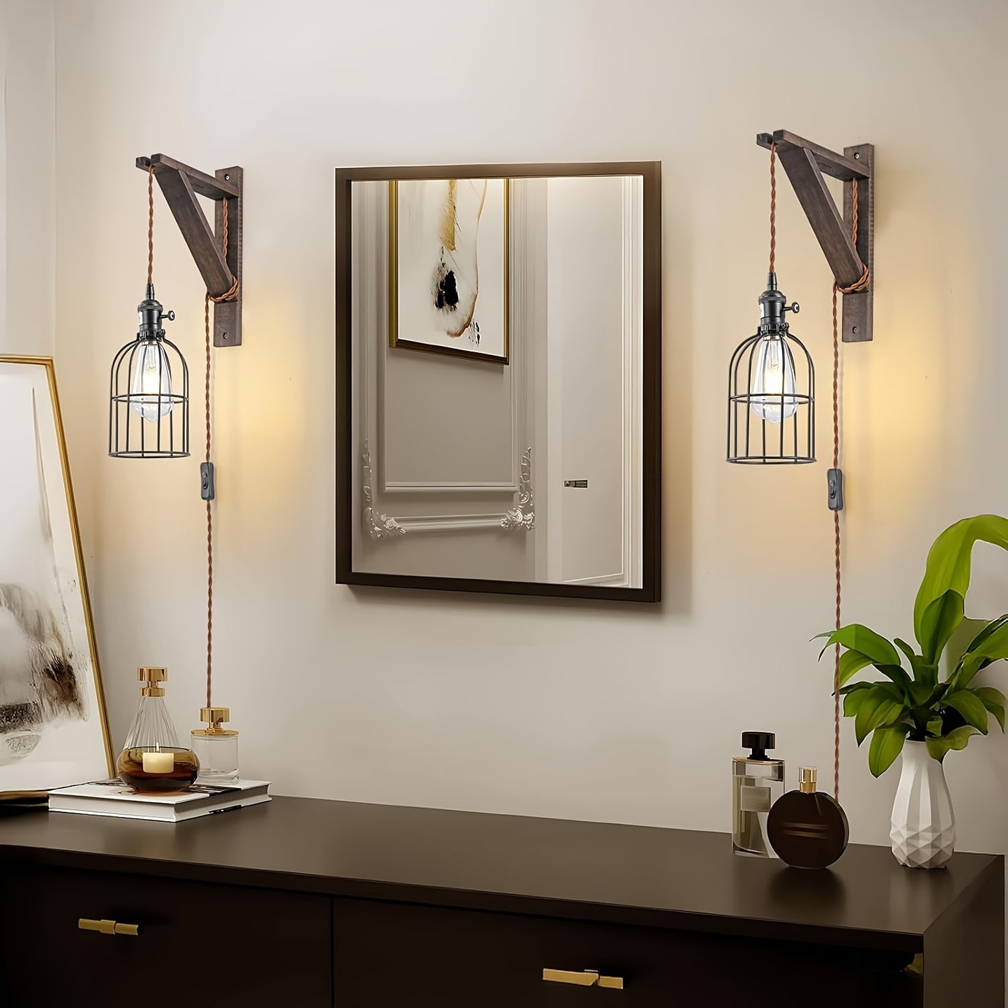 Rustic Plug In Wall Sconces Set For Cozy Home Decor