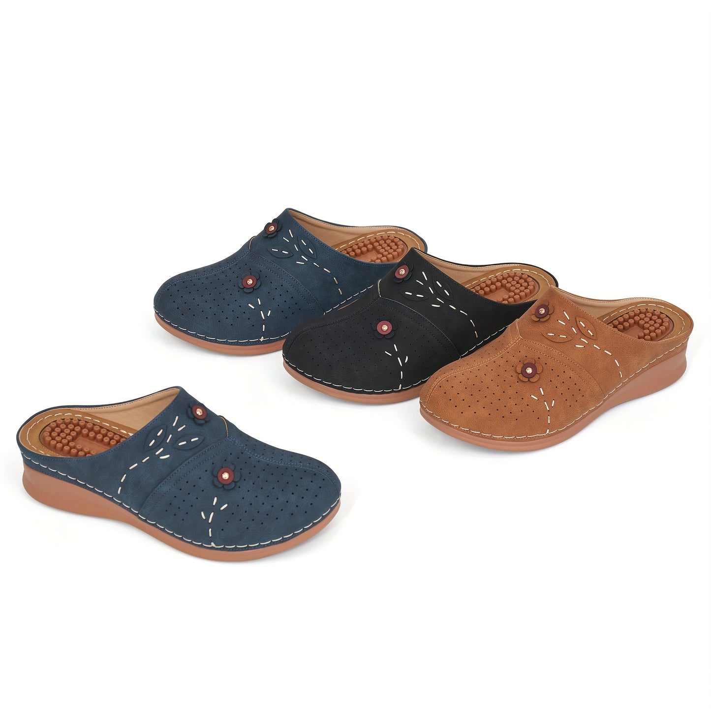 ECETANA Women's Casual Wedge Shoes with Floral Design and Comfort