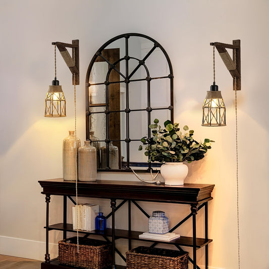 Rustic Plug In Wall Sconces Set For Cozy Home Decor