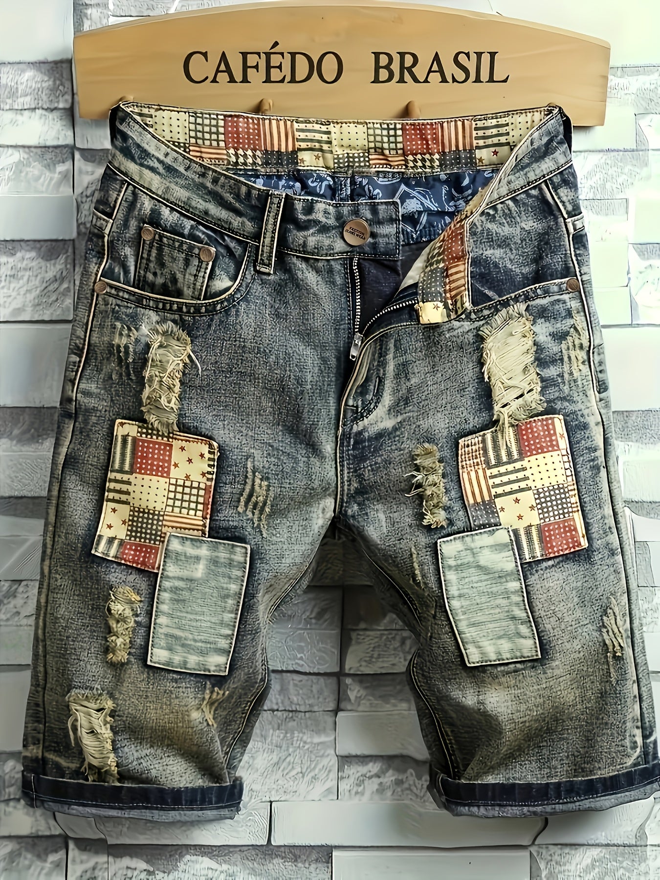 Men's Ripped Denim Shorts for Summer Outdoor Adventures