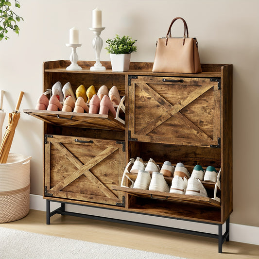 Compact Shoe Storage Organizer with Flip Drawers for Home