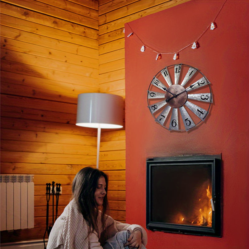 Large Farmhouse Decor Metal Clock for Home and Kitchen