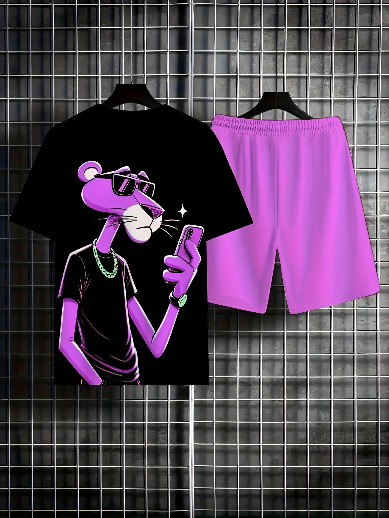 Men's 2pcs Casual 3D Leopard Print Sportswear Set