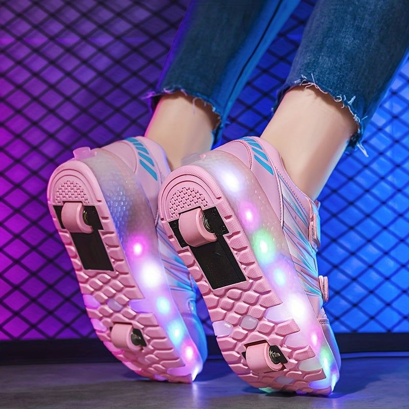 Girls LED Light Roller Shoes for Fun Outdoor Adventures