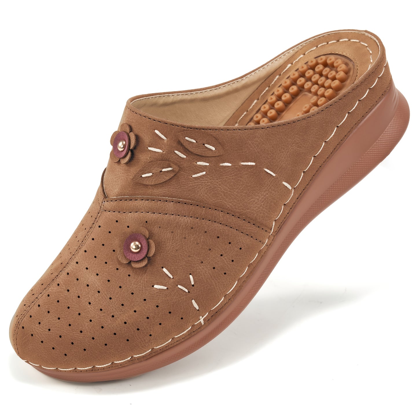 ECETANA Women's Casual Wedge Shoes with Floral Design and Comfort