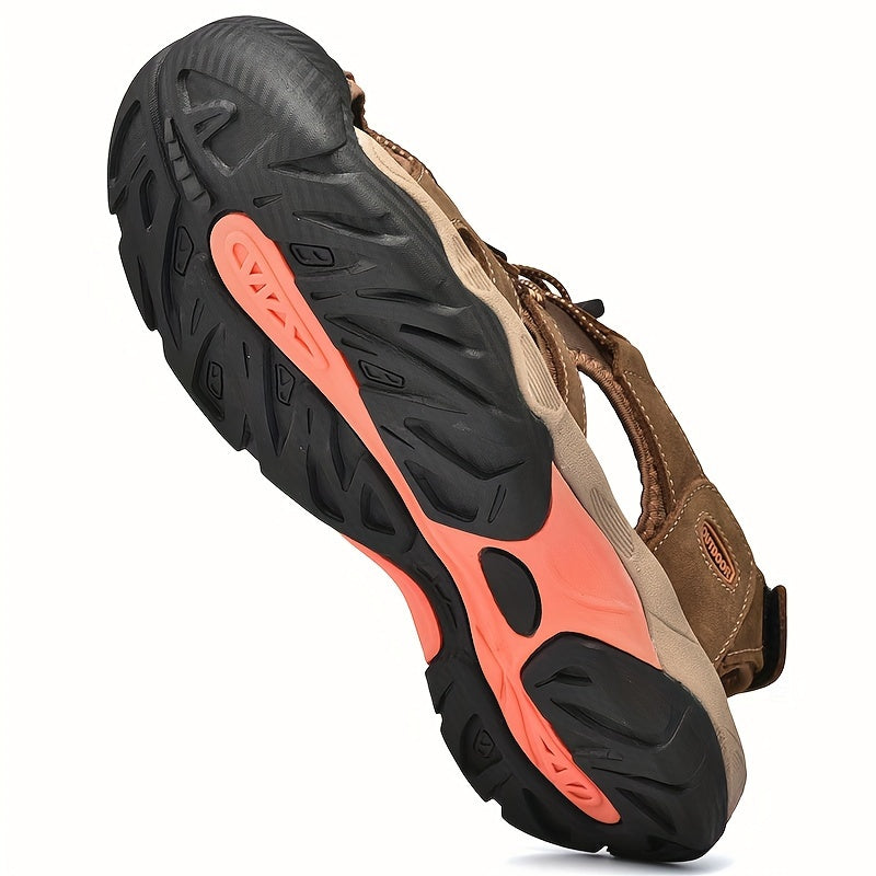 Men's Casual Outdoor Leather Sandals with Non-Slip Soft Sole