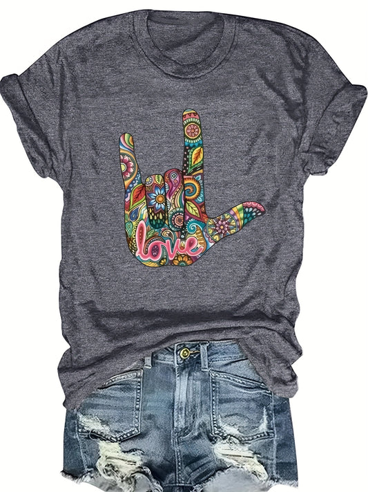 Ultravibrant Women's Casual T-Shirt with Colorful Heart Design