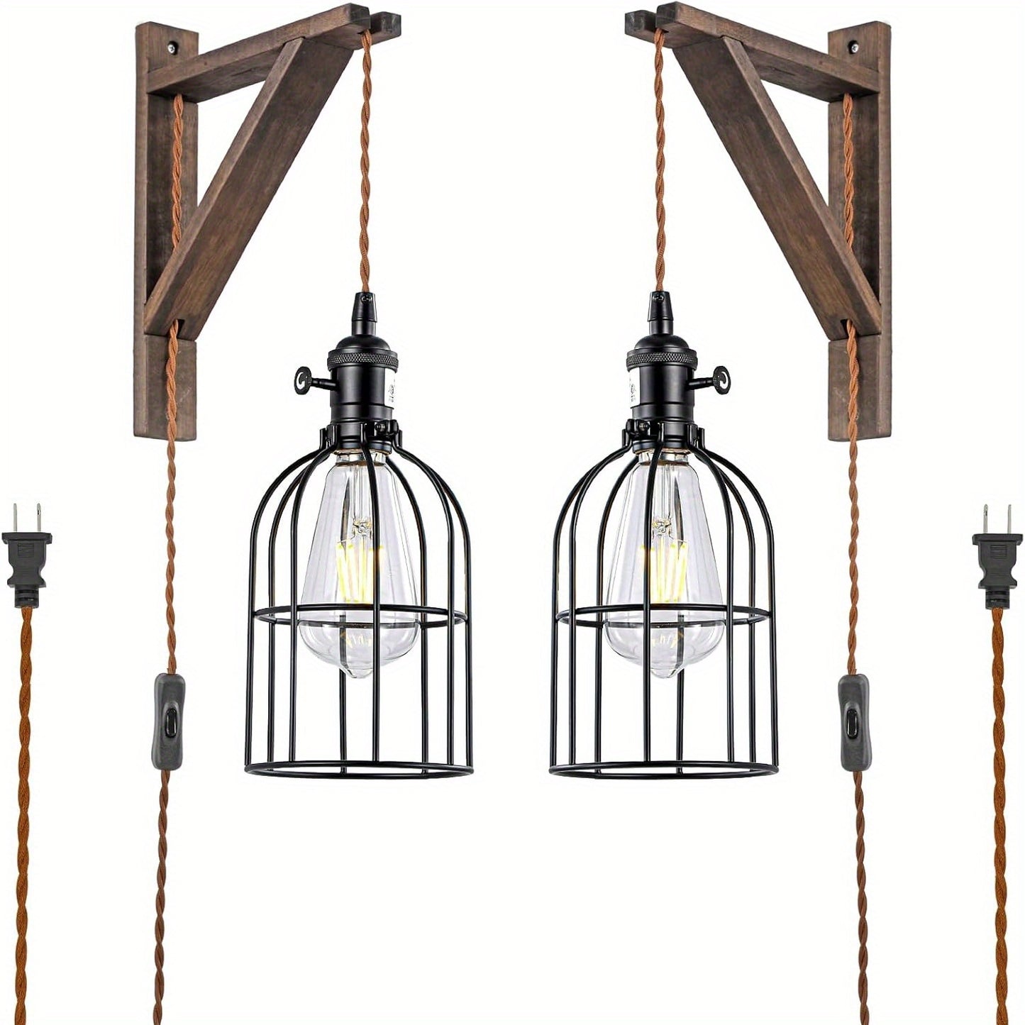Rustic Plug In Wall Sconces Set For Cozy Home Decor