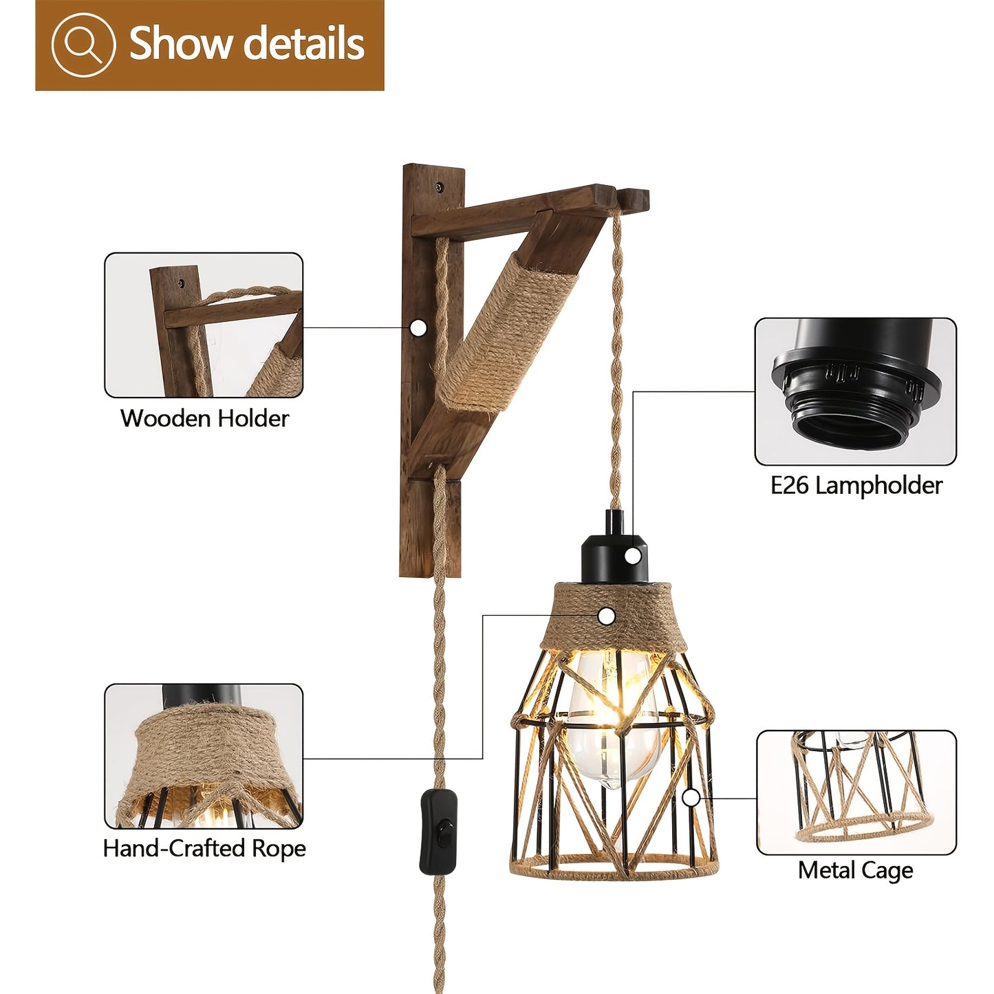 Rustic Plug In Wall Sconces Set For Cozy Home Decor