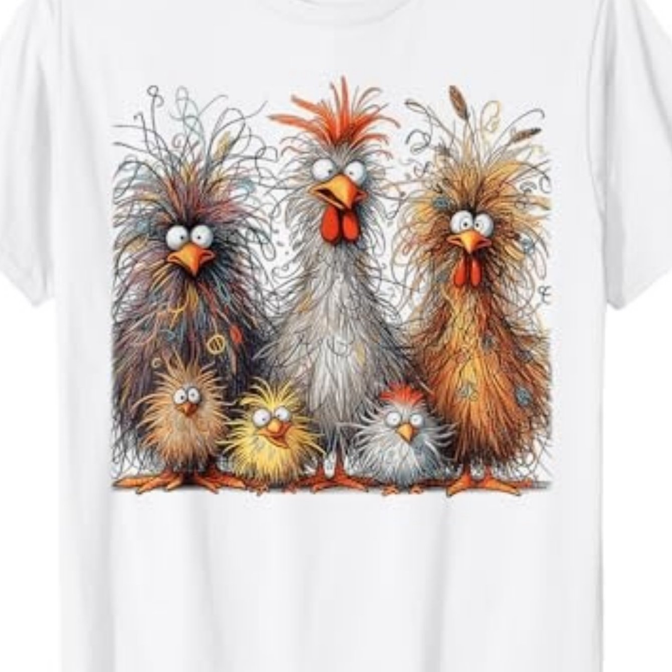 Crazy Chicken Family Graphic T-Shirt for Fun Casual Wear