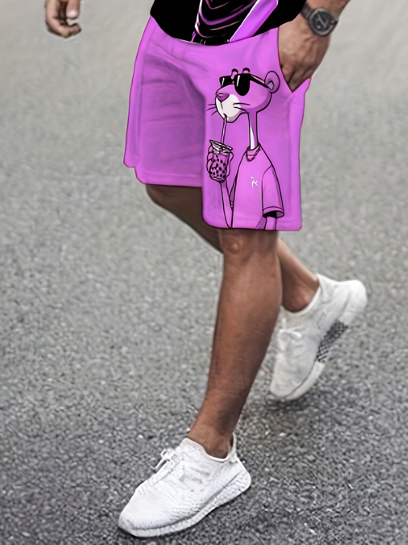 Men's 2pcs Casual 3D Leopard Print Sportswear Set