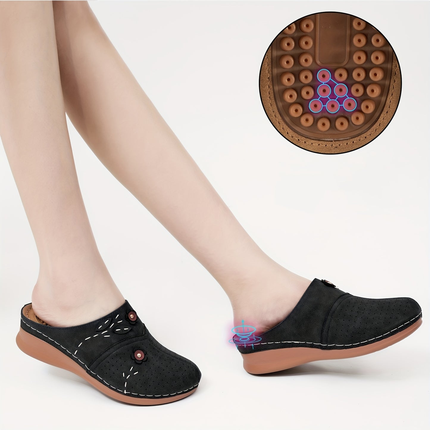 ECETANA Women's Casual Wedge Shoes with Floral Design and Comfort