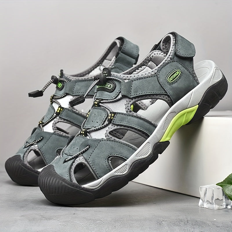Men's Casual Leather Sandals for Outdoor Activities and Beach