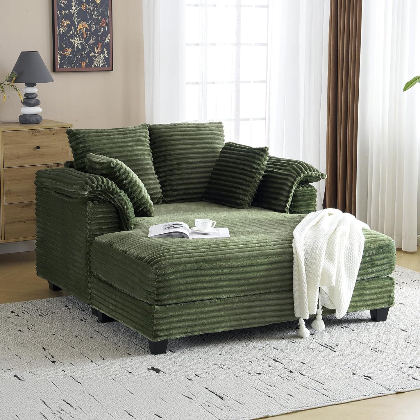 LEADZM Comfy Lounge Sofa with Throw Pillows for Relaxation