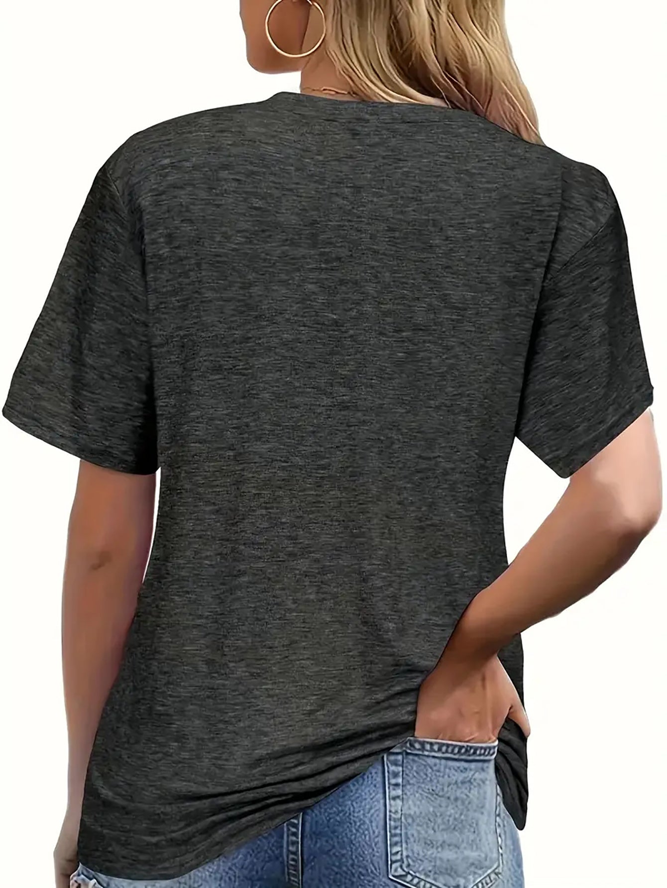 Women's V-Neck Sunflower Butterfly Print Casual T-Shirt