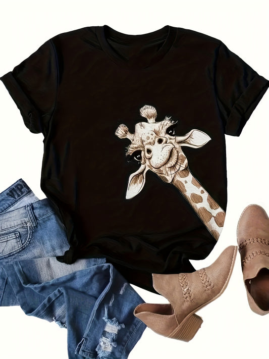 Women's Giraffe Print T-Shirt for Casual Allseason Fashion