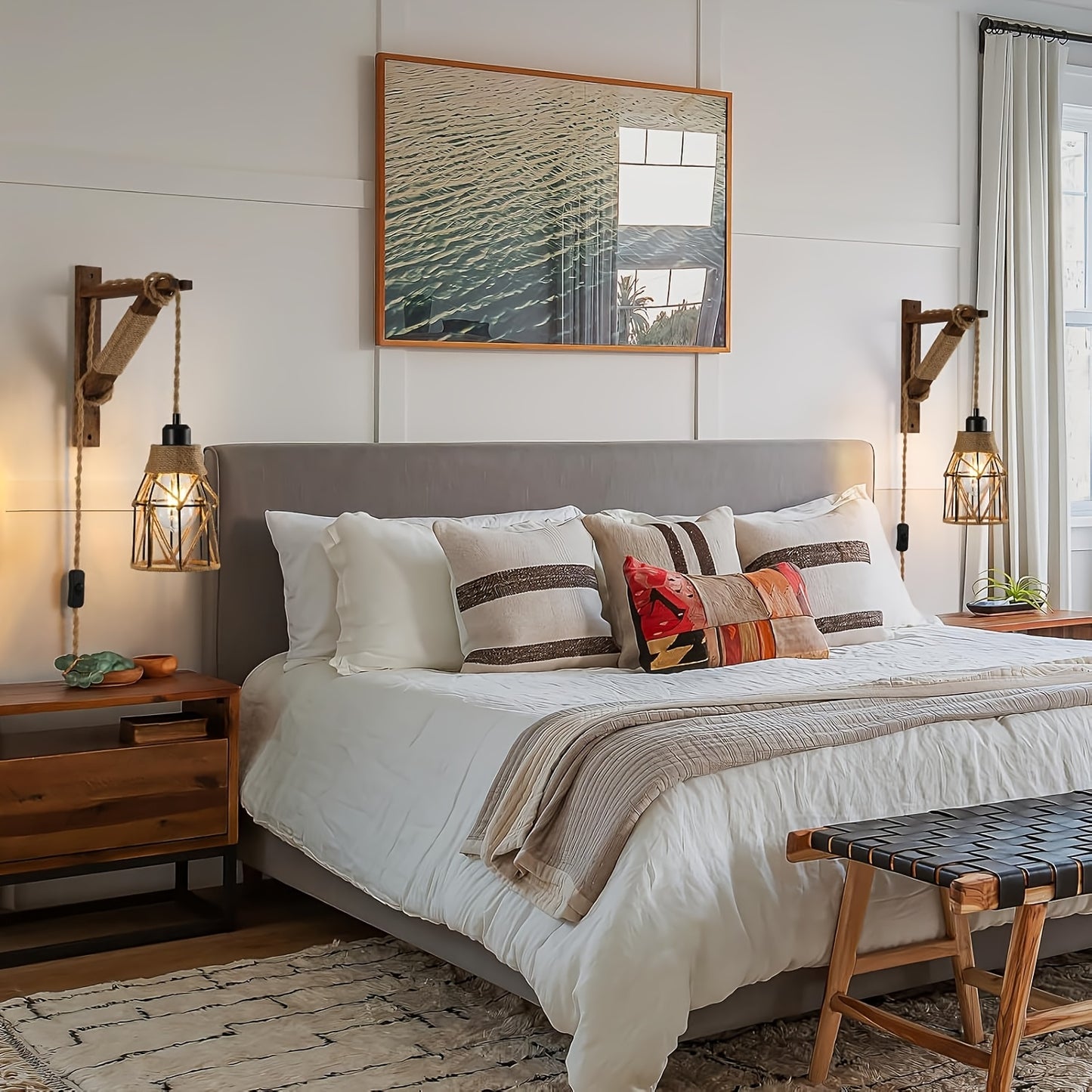 Rustic Plug In Wall Sconces Set For Cozy Home Decor