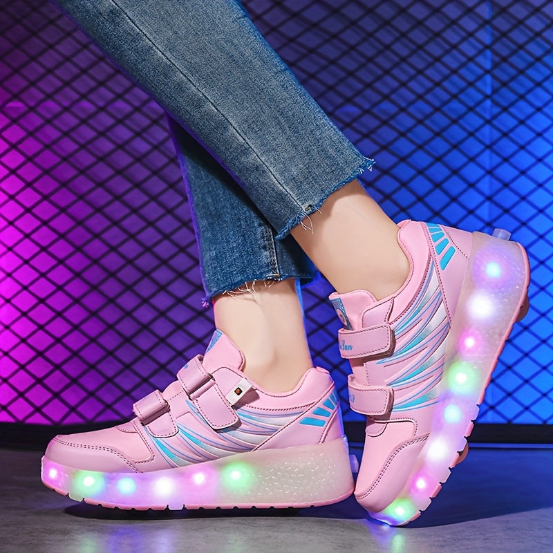 Girls LED Light Roller Shoes for Fun Outdoor Adventures