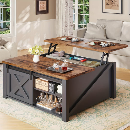Farmhouse Lift Top Coffee Table with Hidden Storage Compartment