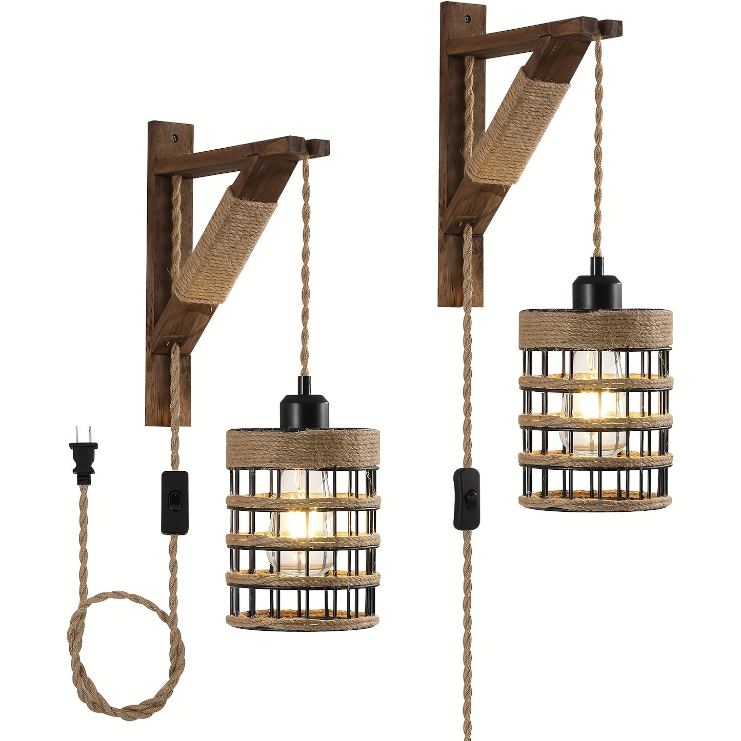 Rustic Plug In Wall Sconces Set For Cozy Home Decor