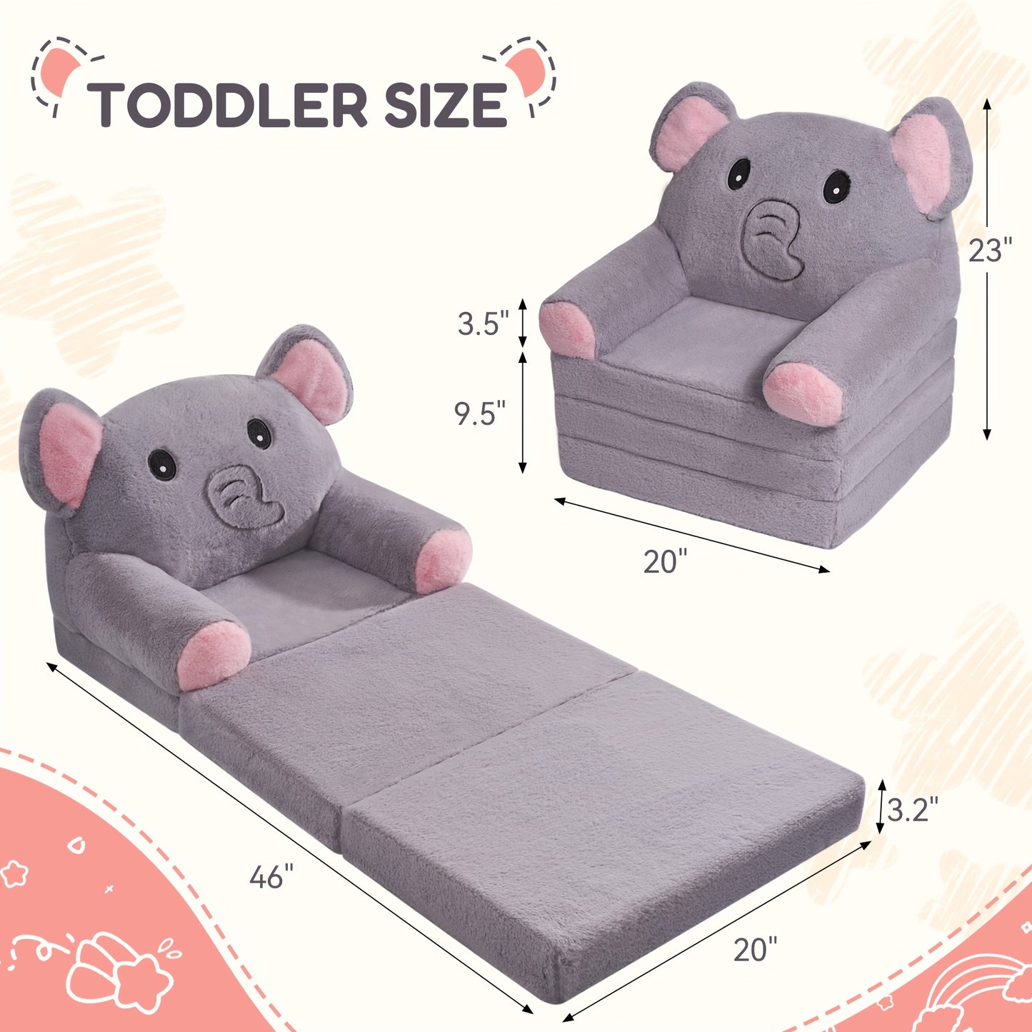 Kids 2-in-1 Folding Sofa Chair for Comfortable Playtime Relaxation