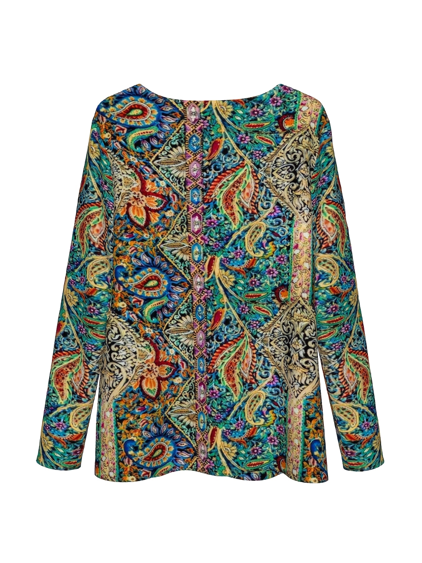 Women's Floral Print V-Neck Long Sleeve Blouse for Everyday Wear