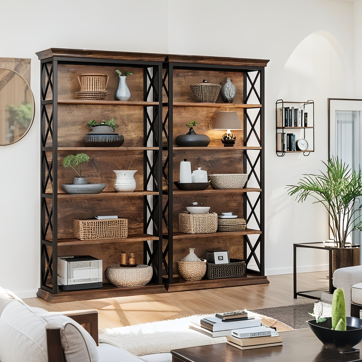 Industrial Bookshelves With Six Shelves For Home And Office