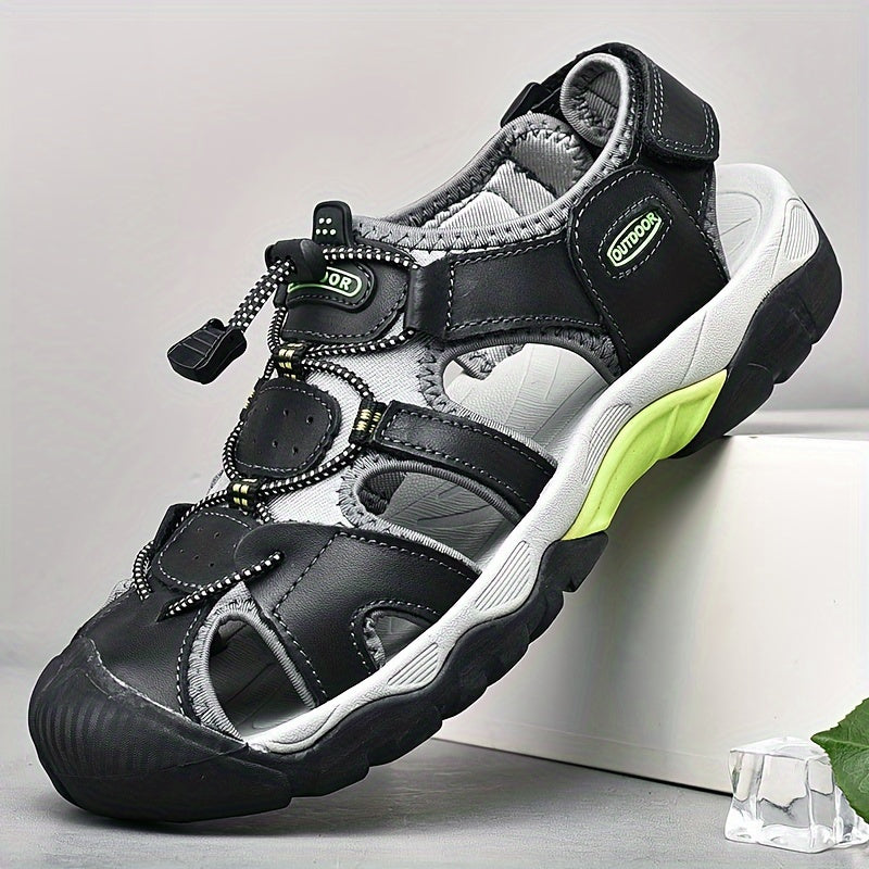 Men's Casual Outdoor Leather Sandals with Non-Slip Soft Sole