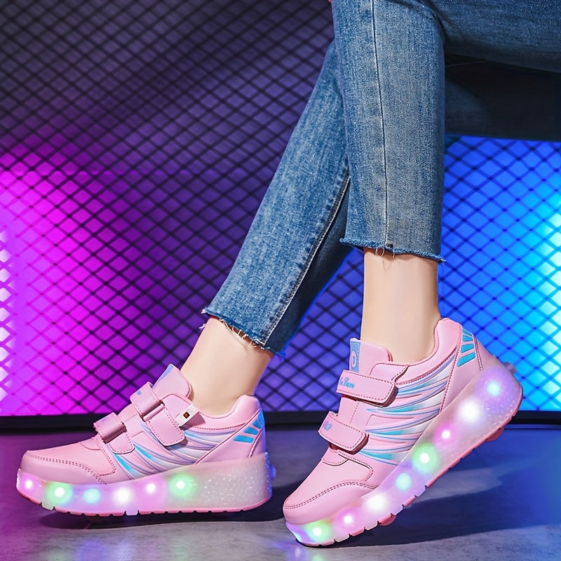 Girls LED Light Roller Shoes for Fun Outdoor Adventures