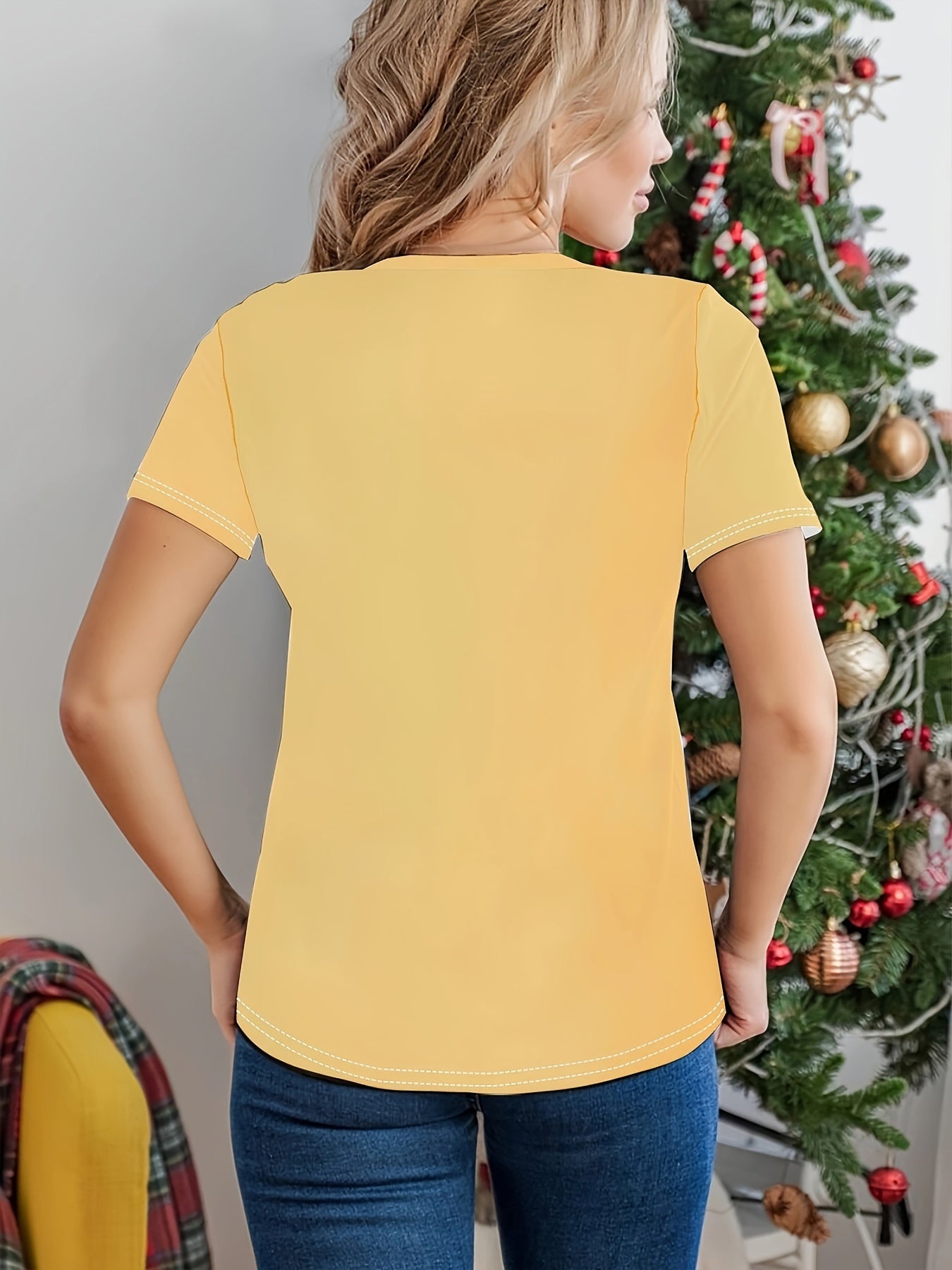 Women's Floral Butterfly Print Casual Crew Neck T-Shirt