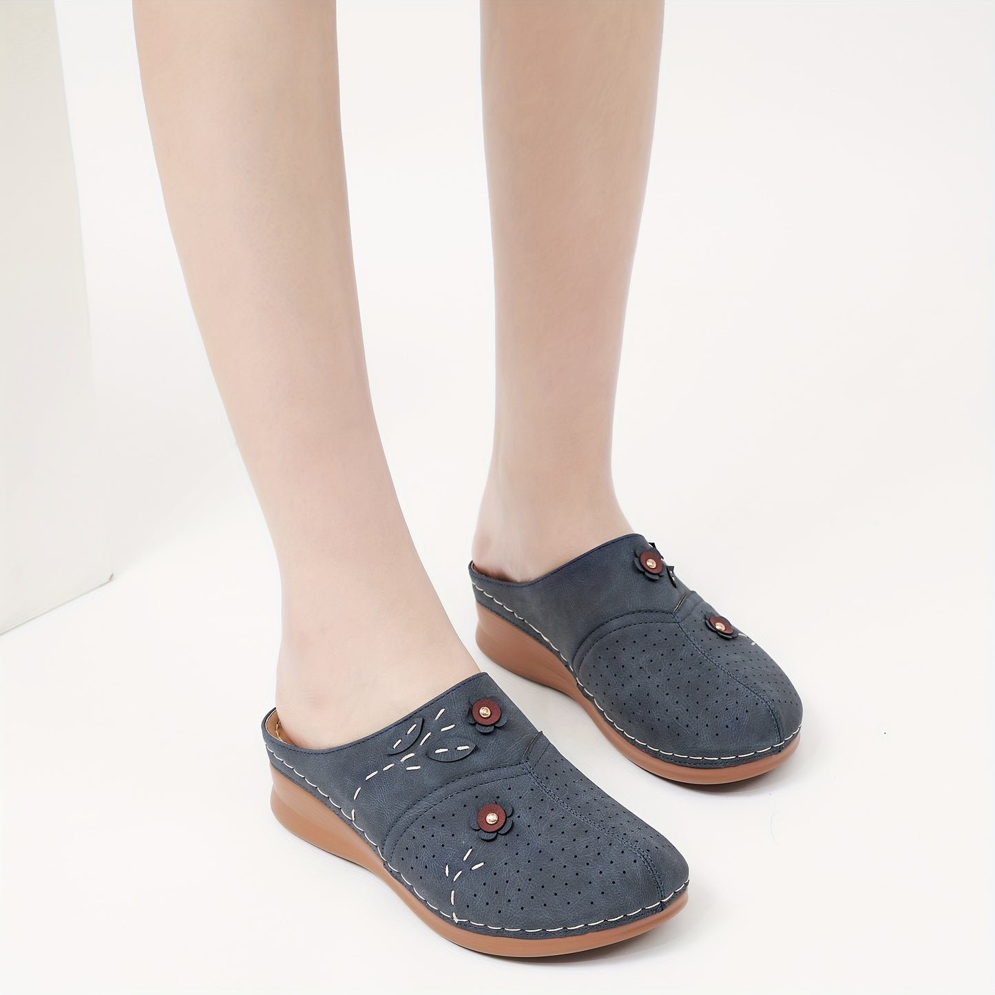 ECETANA Women's Casual Wedge Shoes with Floral Design and Comfort