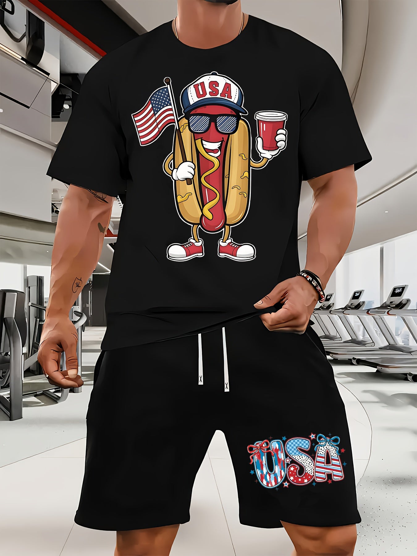 USA Flag Graphic Men's Summer Short Set Casual Outfit